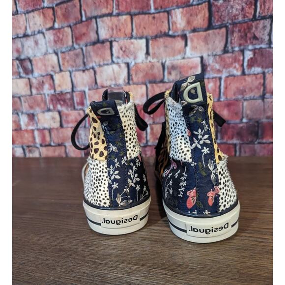 NWT Desigual Beta Animal Print High Top Leopard & Floral Trainers Size 7.5 - Picture 5 of 10